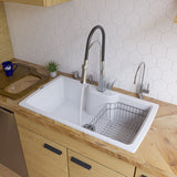 ALFI Brand - White 35" Drop-In Single Bowl Granite Composite Kitchen Sink | AB3520DI-W