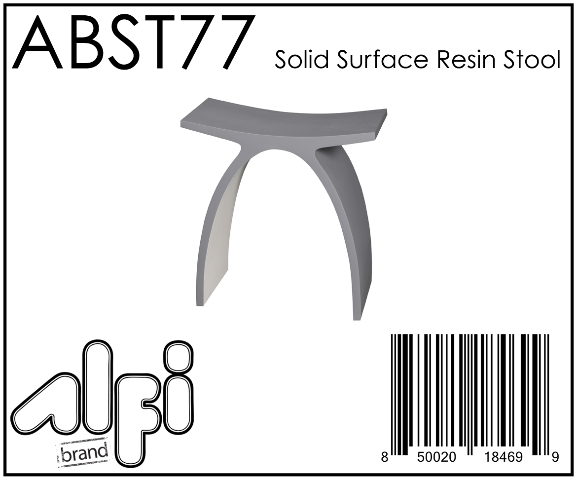 ALFI Brand - Arched White Matte Solid Surface Resin Bathroom / Shower Stool | ABST77