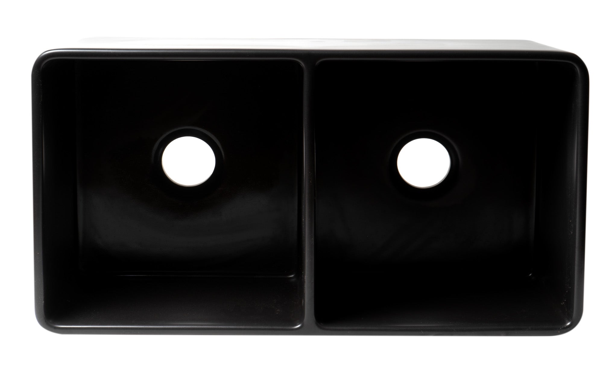 ALFI Brand - Black Matte Smooth Apron 33" x 18" Double Bowl Fireclay Farm Sink | ABF3318D-BM