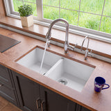 ALFI Brand - White 34" Undermount Double Bowl Granite Composite Kitchen Sink | AB3420UM-W