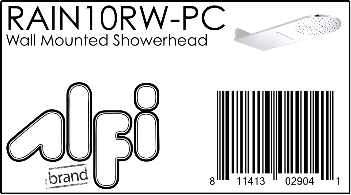 ALFI Brand - Polished Chrome 10" Wall-Mounted Square Waterfall Rain Shower Head | RAIN10RW-PC