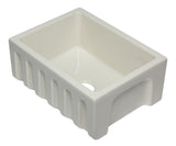 ALFI Brand - 24 inch Biscuit Reversible Smooth / Fluted Single Bowl Fireclay Farm Sink | AB2418HS-B