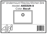 ALFI Brand - 24 inch Biscuit Single Bowl Fireclay Undermount Kitchen Sink | AB503UM-B