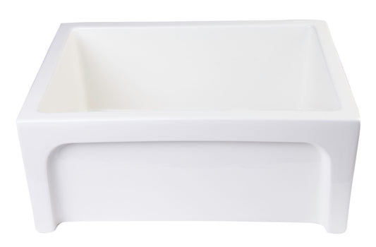 ALFI Brand - 24" Biscuit Arched Apron Thick Wall Fireclay Single Bowl Farm Sink | AB2418ARCH-B