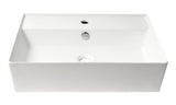 ALFI Brand - White 24" Modern Rectangular Above Mount Ceramic Sink with Faucet Hole | ABC901-W