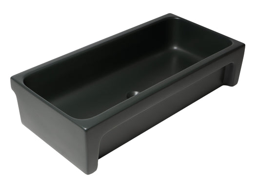 ALFI brand - 36" Black Matte Above Mount Fireclay Bathroom Trough Sink - AB36TRBM