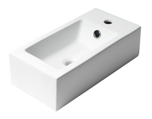ALFI Brand - White 20" Small Rectangular Wall Mounted Ceramic Sink with Faucet Hole | ABC116