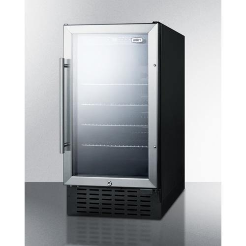 Summit 15" Undercounter Beverage Center 15 Inch Built-in Beverage Center with 2.45 cu. ft. Capacity, 3 Adjustable Chrome Shelves, LED Lighting, Digital Thermostat, Door Lock, ADA Compliant, Sabbath Mode, Automatic Defrost and Approval for Commercial Use: Stainless Steel Cabinet Finish