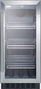 Summit 15" Undercounter Beverage Center 15 Inch Built-in Beverage Center with 2.45 cu. ft. Capacity, 3 Adjustable Chrome Shelves, LED Lighting, Digital Thermostat, Door Lock, ADA Compliant, Sabbath Mode, Automatic Defrost and Approval for Commercial Use: Black Cabinet Finish