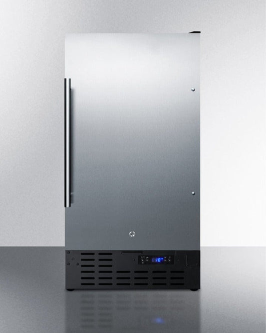 Summit All-Freezer 18 Inch Undercounter Freezer with 2.7 cu. ft. Capacity, 4 Wire Shelves, Frost-Free Defrost, Digital Thermostat, Door Lock and Reversible Door Swing: Stainless Steel Door