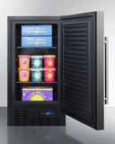 Summit All-Freezer 18" Wide Built-in Undercounter Frost-Free All-Freezer with Black Stainless Steel Door, Lock, Digital Tthermostat and Black Cabinet