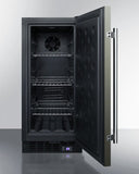 Summit All-Freezer Built-In 15" Wide Frost-Free All-Freezer for Built-in or Freestanding Use with Black Stainless Steel Door, Digital Thermostat, LED Lighting, Lock and Black Cabinet