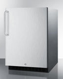 Summit All-Refrigerator 24" 4.8 Cu. Ft. Stainless Steel Built-In Compact Refrigerator with Curved Towel Bar - ADA Compliant