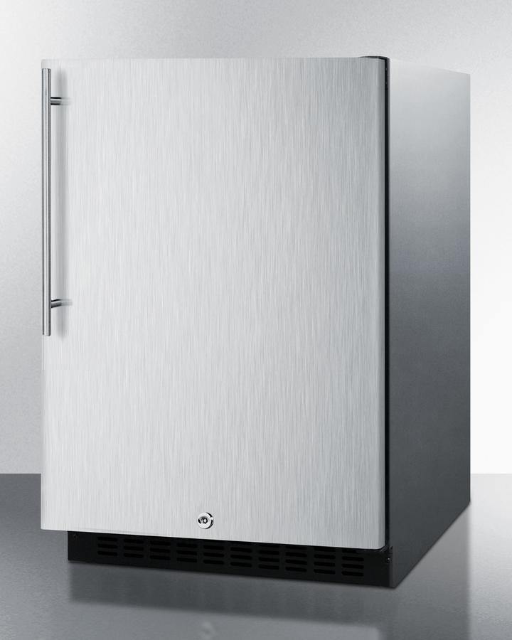 Summit All-Refrigerator 24" 4.8 Cu. Ft. Stainless Steel Built-In Compact Refrigerator with Vertical Handle - ADA Compliant