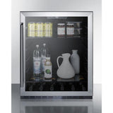 Summit All-Refrigerator 24" 5.0 Cu. Ft. Stainless Steel Frame Glass Door Built-In Compact Refrigerator - ADA Compliant