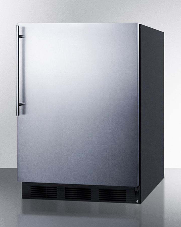 Summit All-Refrigerator 24" 5.5 cu. ft. Black Stainless Steel Built-In Undercounter Compact Refrigerator
