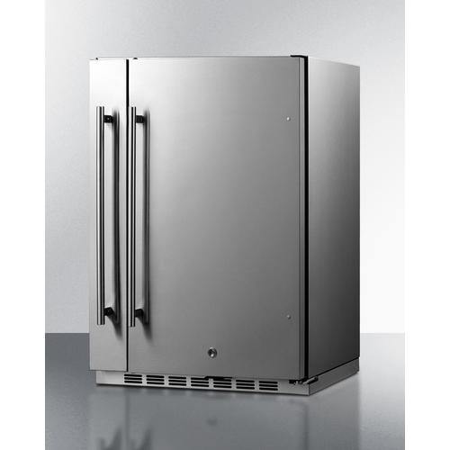 Summit All-Refrigerator Shallow Depth 24" Wide Outdoor Built-In All-Refrigerator With Slide-Out Storage Compartment