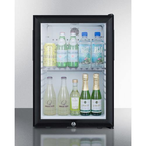 Summit All-Refrigerators 16" 1.2 cu.ft. Black with Glass Door & Lock Compact Minibar
