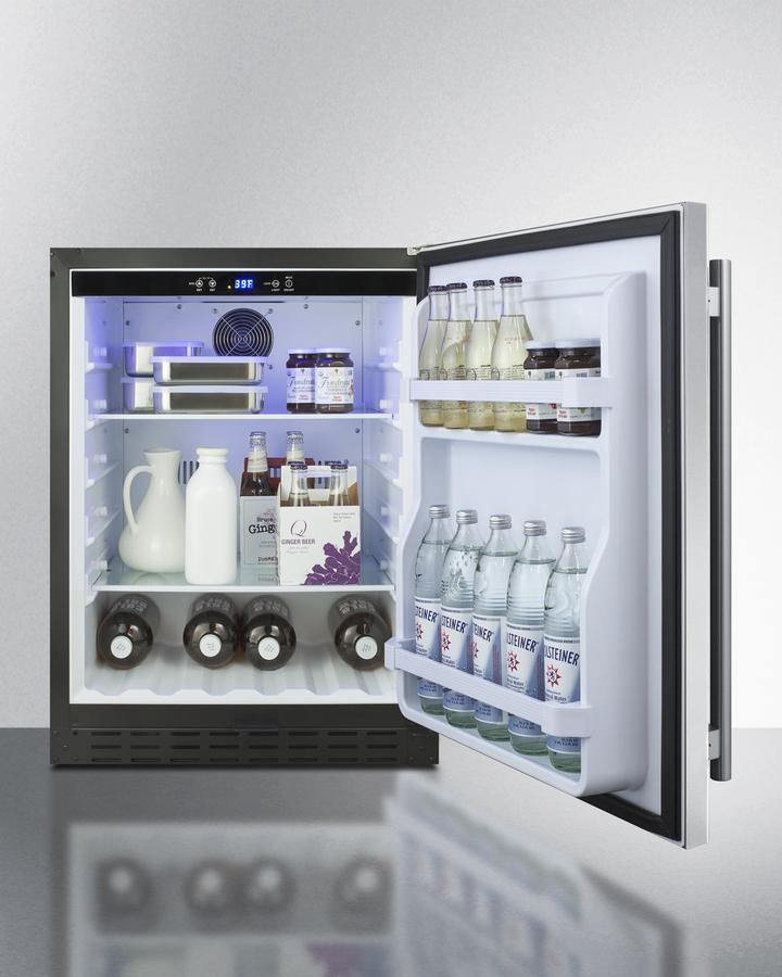 Summit All-Refrigerators 24" 4.2 cu.ft. Stainless Steel Built-In Undercounter Compact Refrigerator - ADA Compliant