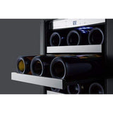 Summit Classic Built-in Wine Cellar 15 Inch Undercounter Wine Cellar with 34-Bottle Capacity, Stainless Steel Trimmed Wooden Shelves, Temperature Alarm, Energy Conservation Mode, LED Lighting and Stainless Steel Cabinet