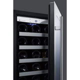 Summit Classic Built-in Wine Cellar 15 Inch Undercounter Wine Cellar with 34-Bottle Capacity, Stainless Steel Trimmed Wooden Shelves, Temperature Alarm, Energy Conservation Mode, LED Lighting and Stainless Steel Cabinet