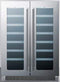 Summit Classic Built-in Wine Cellar 24 Inch Undercounter Dual-Zone Wine Cellar with 42-Bottle Capacity, Stainless Steel Trimmed Wire Shelves, Temperature Alarm, Energy Conservation Mode and French Door Swing
