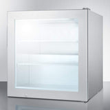 Summit Commercial Compact All-Freezer 24 Inch Compact Vodka Chiller with Ceiling Rack, Removable Shelves, Self-Closing Door, Commercially Listed, Glass Door, Stainless Steel Cabinet, Factory Installed Lock, Low Temperature Operation, LED Lighting, Adjustable Thermostat and CFC Free