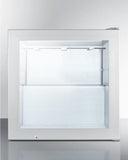 Summit Commercial Compact All-Freezer 24 Inch Compact Vodka Chiller with Ceiling Rack, Removable Shelves, Self-Closing Door, Commercially Listed, Glass Door, Stainless Steel Cabinet, Factory Installed Lock, Low Temperature Operation, LED Lighting, Adjustable Thermostat and CFC Free