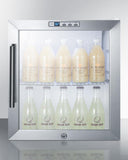 Summit Commercial Compact, Built-In Beverage Center 17 Inch Undercounter Refrigerator with Double Pane Glass Door, Automatic Defrost, Digital Thermostat, Interior LED Light, Commercially Approved, Factory Installed Lock and 1.7 cu. ft. Capacity