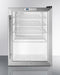 Summit Commercial Compact, Built-In Beverage Center 18 Inch Built-in Capable Beverage Center with Recessed LED Lighting, Factory Installed Lock, Digital Thermostat, Automatic Defrost, Adjustable Chrome Shelves, Commercially Listed, 100% CFC Free and 2.5 cu. ft. Capacity: Stainless Steel Cabinet