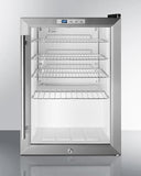Summit Commercial Compact Pub Cellar 17 Inch Freestanding Commercially Approved Beverage Center with 2.5 cu. ft. of Capacity, 4 Adjustable Chrome Shelves, Automatic Defrost, Double Pane Tempered Glass Door, Professional Handle, LED Lighting and Door Lock: Stainless Steel Cabinet