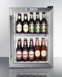 Summit Commercial Compact Pub Cellar 17 Inch Freestanding Commercially Approved Beverage Center with 2.5 cu. ft. of Capacity, 4 Adjustable Chrome Shelves, Automatic Defrost, Double Pane Tempered Glass Door, Professional Handle, LED Lighting and Door Lock: Stainless Steel Cabinet