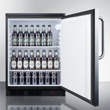 Summit Commercial Craft Beer Storage All-Refrigerator Commercial 24" 5.5 Cu. Ft. Stainless Steel Built-In Compact Refrigerator for Craft Beer Storage with Curved Towel Bar