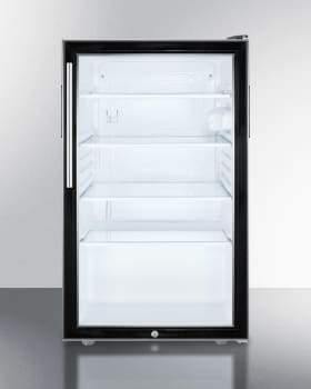 Summit Commercial Freestanding, ADA Beverage Center 20 Inch Undercounter Refrigerator with Adjustable Glass Shelves, Security Lock, Hospital Grade Cord, Adjustable Thermostat, Interior Light, Reversible Door, CFC Free, Commercial Use Approved, 4.1 cu.ft. Capacity and ADA Compliant Design