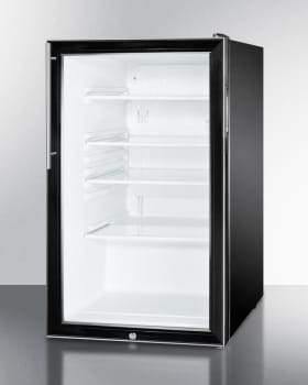 Summit Commercial Freestanding, ADA Beverage Center 20 Inch Undercounter Refrigerator with Adjustable Glass Shelves, Security Lock, Hospital Grade Cord, Adjustable Thermostat, Interior Light, Reversible Door, CFC Free, Commercial Use Approved, 4.1 cu.ft. Capacity and ADA Compliant Design