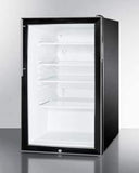 Summit Commercial Freestanding, ADA Beverage Center 20 Inch Undercounter Refrigerator with Adjustable Glass Shelves, Security Lock, Hospital Grade Cord, Adjustable Thermostat, Interior Light, Reversible Door, CFC Free, Commercial Use Approved, 4.1 cu.ft. Capacity and ADA Compliant Design