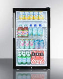 Summit Commercial Freestanding, ADA Beverage Center 20 Inch Undercounter Refrigerator with Adjustable Glass Shelves, Security Lock, Hospital Grade Cord, Adjustable Thermostat, Interior Light, Reversible Door, CFC Free, Commercial Use Approved, 4.1 cu.ft. Capacity and ADA Compliant Design