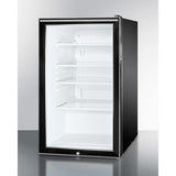 Summit Commercial Freestanding Beverage Center 20 Inch Undercounter Commercial Refrigerator with Glass Door, 3 Adjustable Glass Shelves, Dial Thermostat, Automatic Defrost, Door Lock, Interior Lighting and Hospital Grade Cord with 'Green Dot' Plug: Vertical Handle
