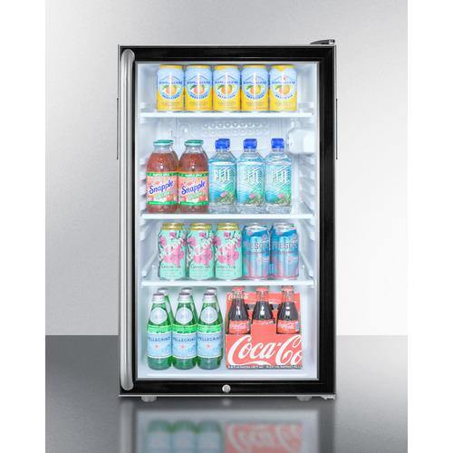 Summit Commercial Freestanding Beverage Center 20 Inch Undercounter Commercial Refrigerator with Glass Door, 3 Adjustable Glass Shelves, Dial Thermostat, Automatic Defrost, Door Lock, Interior Lighting and Hospital Grade Cord with 'Green Dot' Plug: Long Towel Bar Handle
