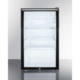 Summit Commercial Freestanding Beverage Center 20 Inch Undercounter Commercial Refrigerator with Glass Door, 3 Adjustable Glass Shelves, Dial Thermostat, Automatic Defrost, Door Lock, Interior Lighting and Hospital Grade Cord with 'Green Dot' Plug: Vertical Handle