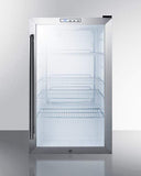 Summit Commercial Freestanding Beverage Center Summit Commercial Series SCR486LCSS 19 Inch Commercial Beverage Center with 3.35 cu. ft. Capacity, 4 Adjustable Wire Shelves, LED Lighting, Digital Thermostat, Door Lock, Professional Handle and Automatic Defrost: Freestanding, Stainless Steel Cabinet