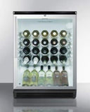Summit Commercial Freestanding Wine Cellars 24 Inch Freestanding Wine Cellar with 36-Bottle Capacity, 4 Scalloped Wire Shelves, Automatic Defrost, Interior Lighting and Door Lock: Pro Handle