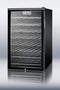 Summit Commercial Freestanding Wine Cellars 4.5 cu. ft. Freestanding Commercial Wine Cellar with 40 Bottle Capacity, 6 Scalloped Shelves, 2 Flat Shelves, Automatic Defrost, Interior Lighting and Reversible Door Hinge: Horizontal Handle