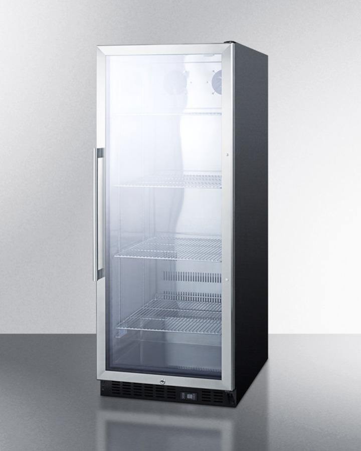 Summit Commercial Full Sized Beverage Center 11.0 cu. ft. Beverage Merchandiser with Adjustable Chrome Shelves, Automatic Defrost, Door Alarm, Recessed LED Lighting, Door Lock and Stainless Steel Interior