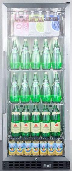 Summit Commercial Full Sized Beverage Center 11.0 cu. ft. Beverage Merchandiser with Adjustable Chrome Shelves, Automatic Defrost, Door Alarm, Recessed LED Lighting, Door Lock and Stainless Steel Interior