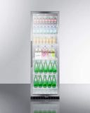 Summit Commercial Full Sized Beverage Center 14.5 cu. ft. Beverage Merchandiser with Adjustable Wire Shelves, Automatic Defrost, Recessed LED Lighting, Self Closing Door, Door Lock, Digital Thermostat and Digital Display: White Cabinet