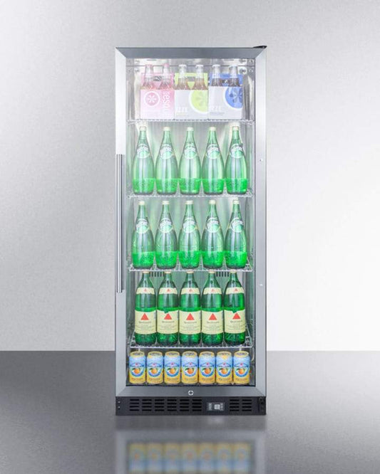 Summit Commercial Full Sized Beverage Center 24 Inch Freestanding Commercial Refrigerator with 11.0 cu. ft. Capacity, 4 Adjustable Chrome Shelves, Digital Thermostat, LED Lighting, Self-Closing Door, Factory Installed Lock and Automatic Defrost
