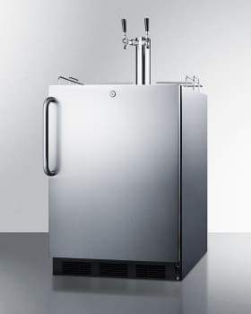 Summit Commercial Outdoor, ADA Kegerator 24" Wide Weatherproof Outdoor Kegerator with Front Lock, Automatic Defrost, Dual Tap, ADA Compliant, NSF-7 Listed, in Stainless Steel