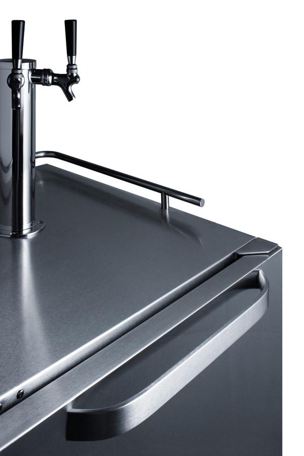 Summit Commercial Outdoor Beer Dispensers 24 Inch Built-in Outdoor/Indoor Commercial Kegerator with Half Barrel Keg Capacity, Dual Tap Kit, Digital Thermostat, Lock, Stainless Steel Exterior, and ETL-S Listed to NSF-7 Standards