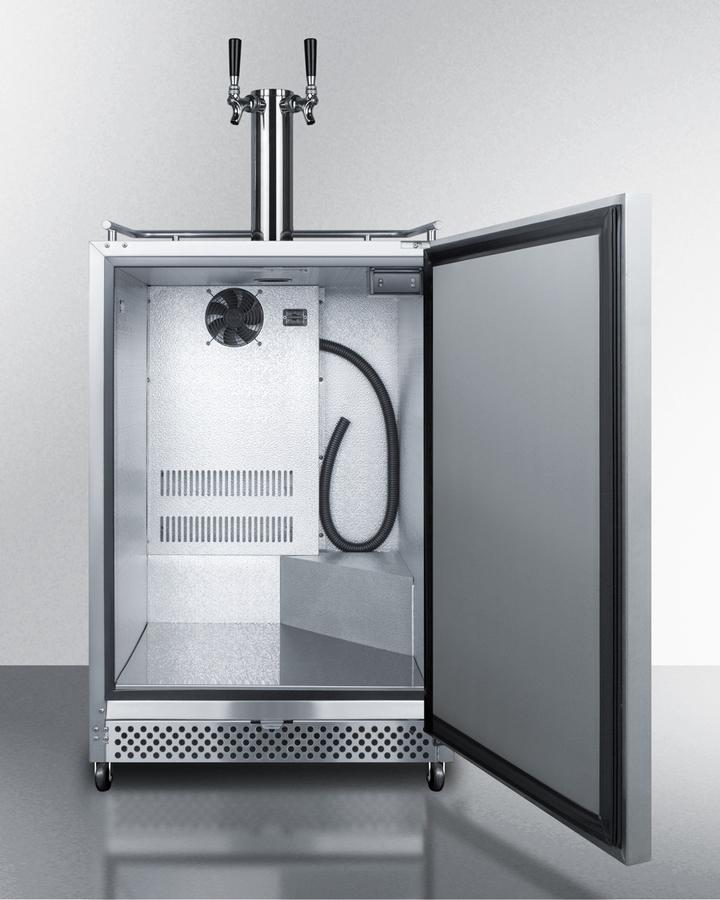 Summit Commercial Outdoor Beer Dispensers 24 Inch Built-in Outdoor/Indoor Commercial Kegerator with Half Barrel Keg Capacity, Dual Tap Kit, Digital Thermostat, Lock, Stainless Steel Exterior, and ETL-S Listed to NSF-7 Standards